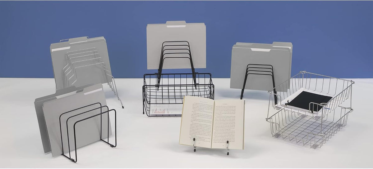 Fellowes Step File Junior Wire Organizer Rack, 6 Sections, Black (72613)