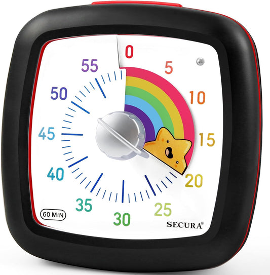 60-Minute Visual Timer, Silent Study Timer for Kids and Adults