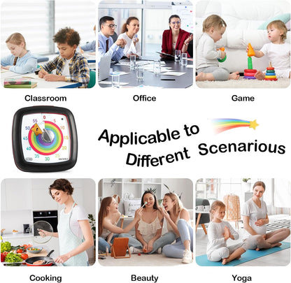 60-Minute Visual Timer, Silent Study Timer for Kids and Adults
