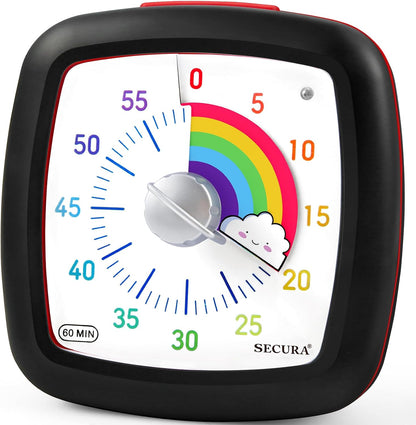 60-Minute Visual Timer, Silent Study Timer for Kids and Adults