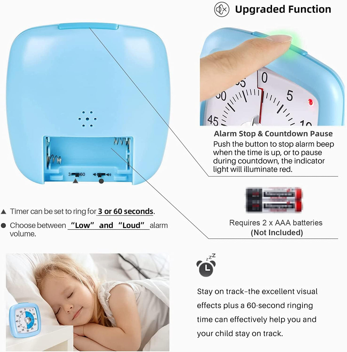 60-Minute Visual Timer, Silent Study Timer for Kids and Adults