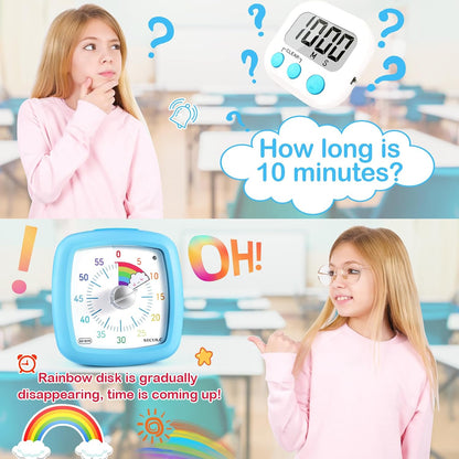 60-Minute Visual Timer, Silent Study Timer for Kids and Adults