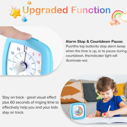 60-Minute Visual Timer, Silent Study Timer for Kids and Adults