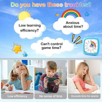 60-Minute Visual Timer, Silent Study Timer for Kids and Adults