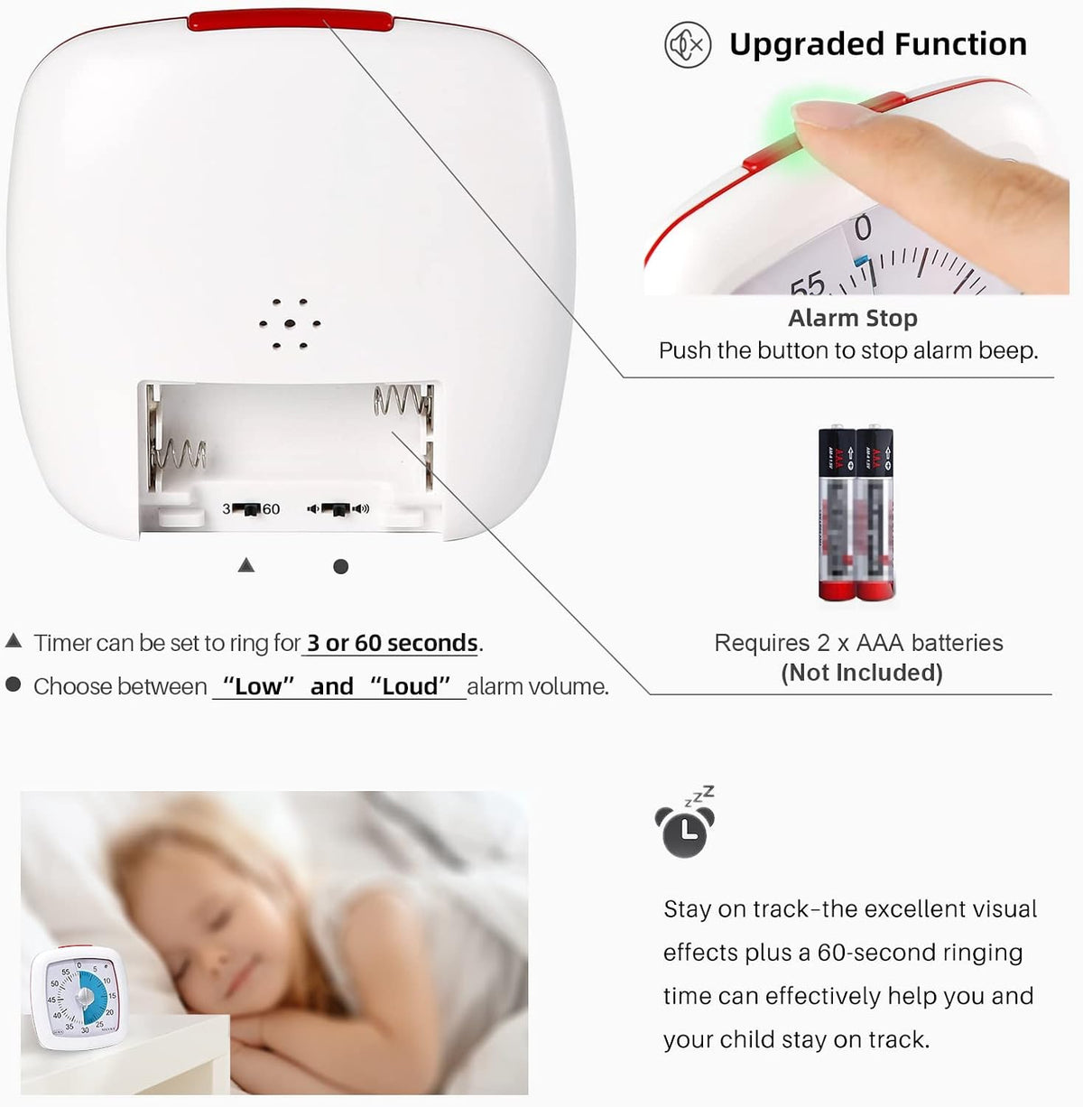 60-Minute Visual Timer, Silent Study Timer for Kids and Adults