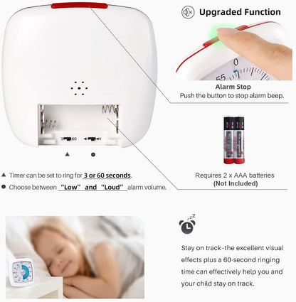 60-Minute Visual Timer, Silent Study Timer for Kids and Adults
