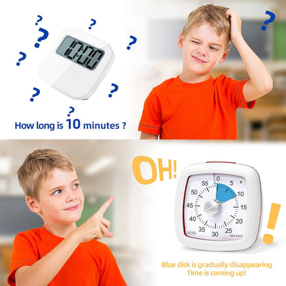 60-Minute Visual Timer, Silent Study Timer for Kids and Adults