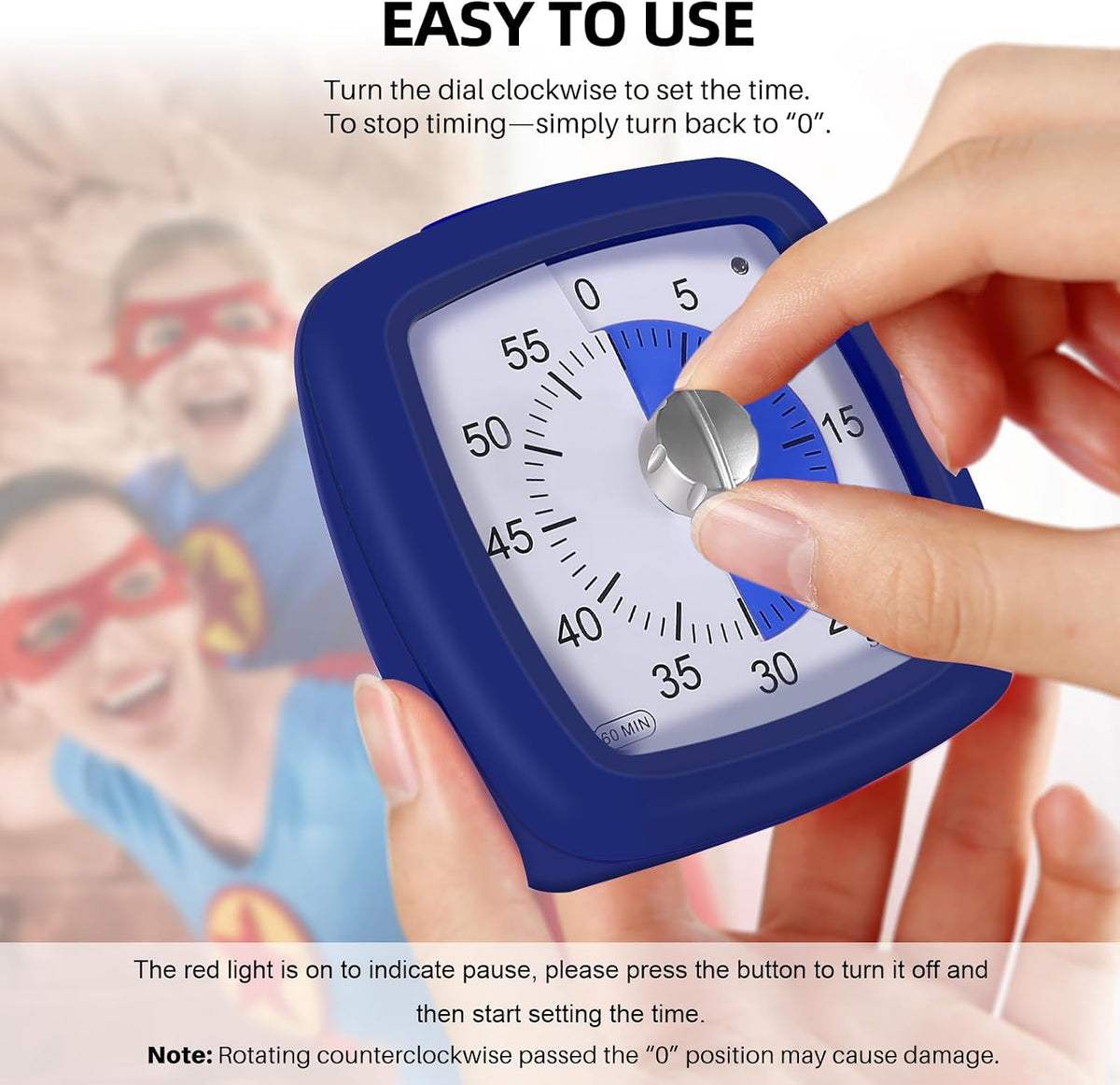 60-Minute Visual Timer, Silent Study Timer for Kids and Adults