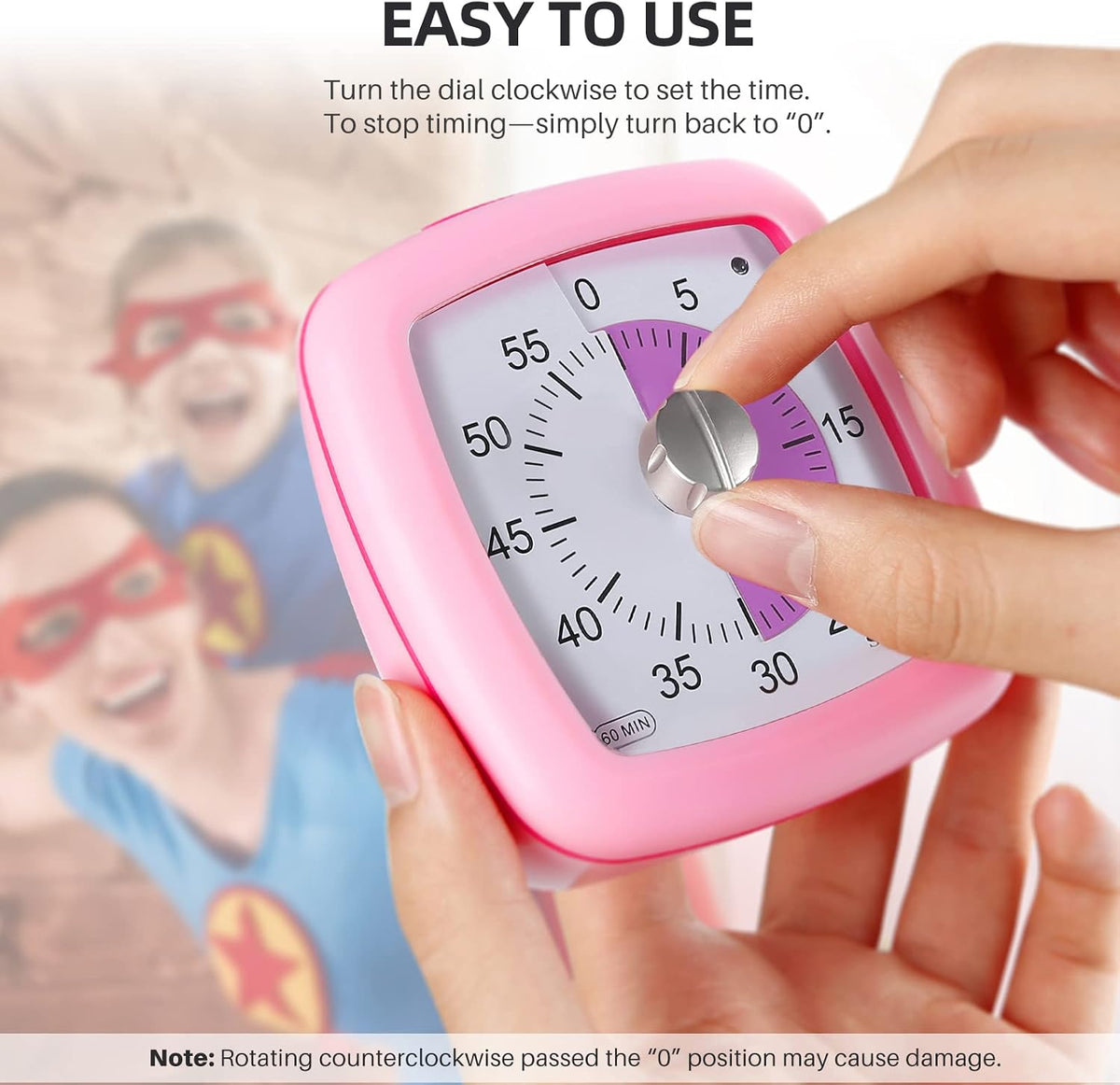 60-Minute Visual Timer, Silent Study Timer for Kids and Adults