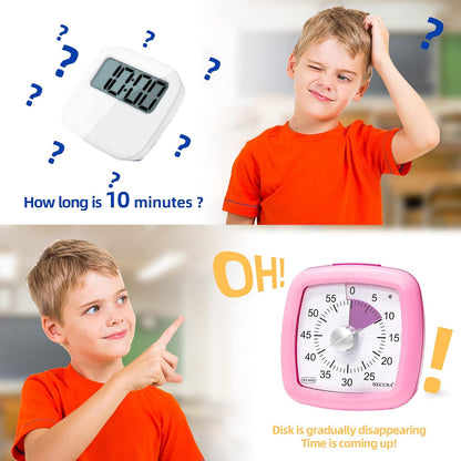 60-Minute Visual Timer, Silent Study Timer for Kids and Adults