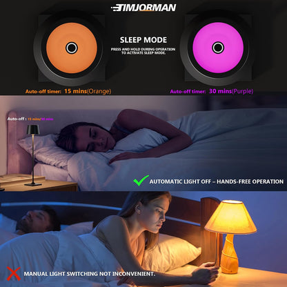 Compact Cordless Table Lamp, Rechargeable LED Night Light, Dual Light Source (RGB Top & Warm Bottom), Touch Control & Timer, Metal Lamp for Bedroom & Kids Room (Black 1pack)