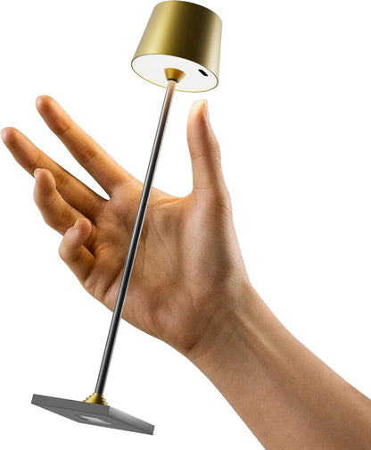 Compact Cordless Table Lamp, Rechargeable LED Night Light, Dual Light Source (RGB Top & Warm Bottom), Touch Control & Timer, Metal Lamp for Bedroom & Kids Room (Black 1pack)