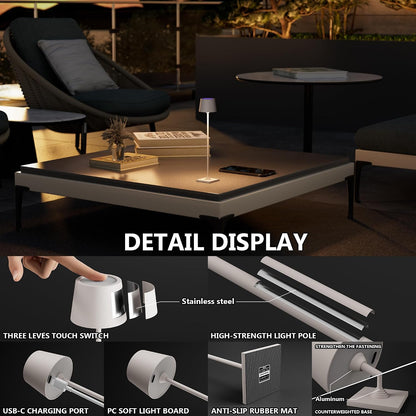 Compact Cordless Table Lamp, Rechargeable LED Night Light, Dual Light Source (RGB Top & Warm Bottom), Touch Control & Timer, Metal Lamp for Bedroom & Kids Room (Black 1pack)