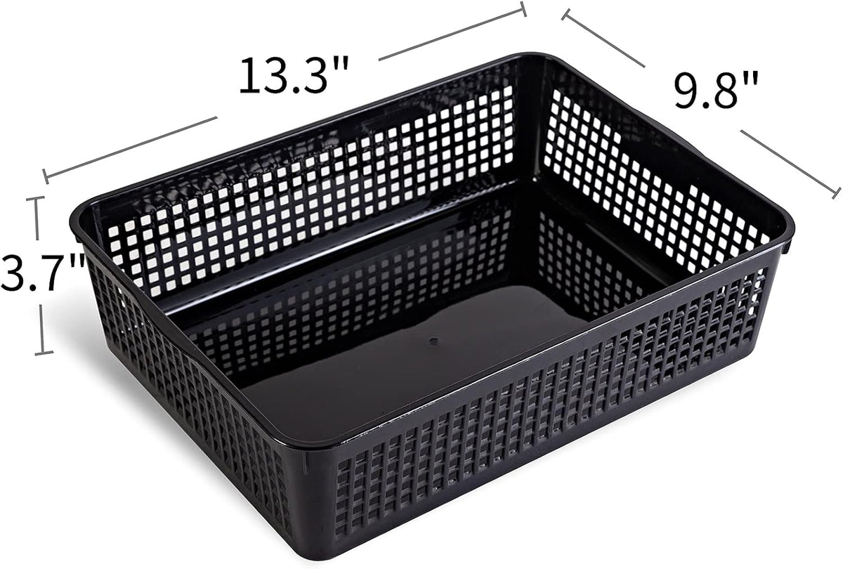 A4 Size Plastic Storage Basket,Desktop File Paper Letter Organizer Tray, 6-Packs (White)