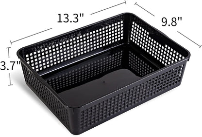 A4 Size Plastic Storage Basket,Desktop File Paper Letter Organizer Tray, 6-Packs (White)