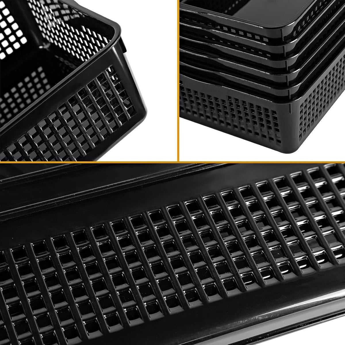 A4 Size Plastic Storage Basket,Desktop File Paper Letter Organizer Tray, 6-Packs (White)