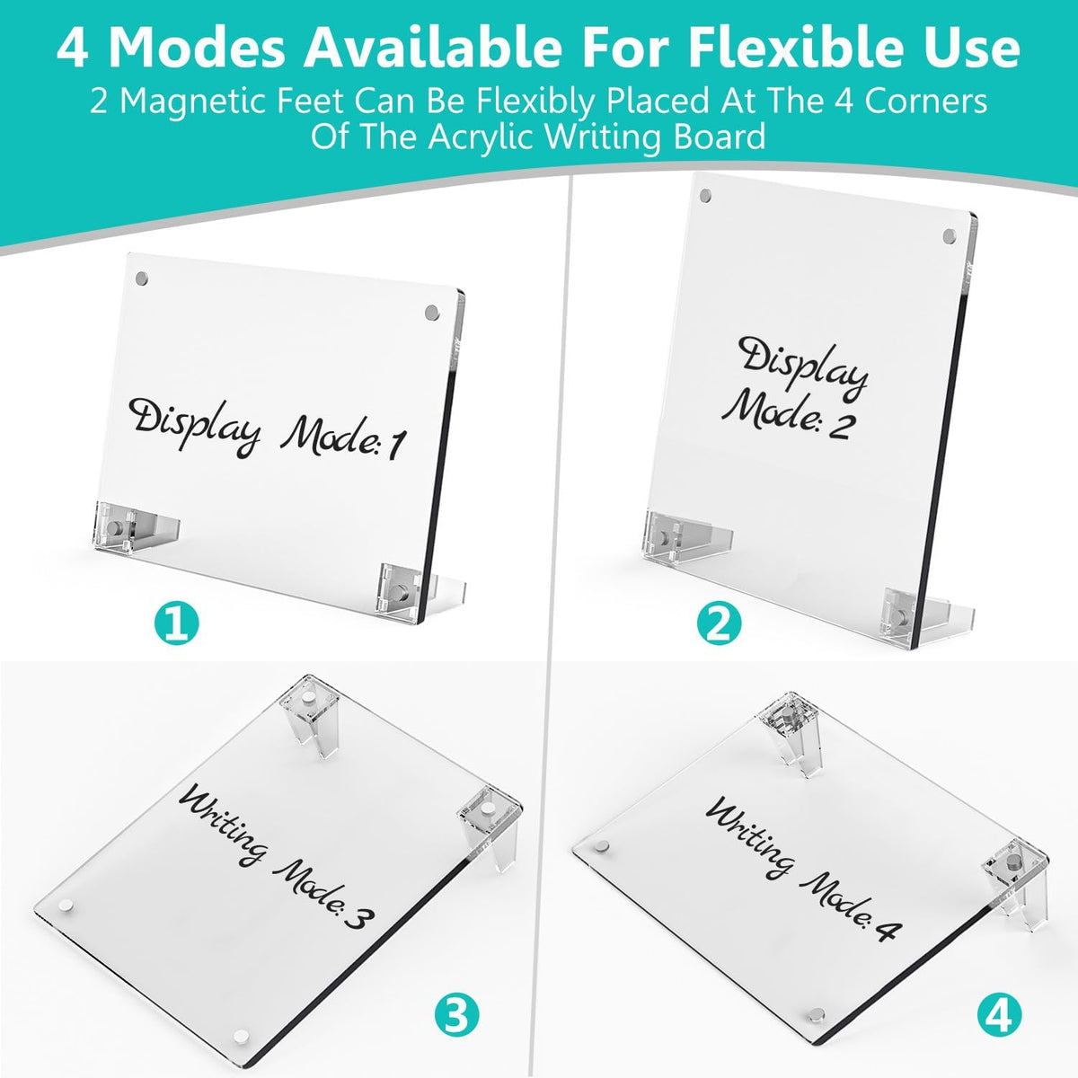 2PCS Clear Acrylic Calendar Dry Erase Board with Stand for Desk, 16x12 Large Desktop Monthly Whiteboard Magnetic Memo Board for Fridge, Office, School, Home