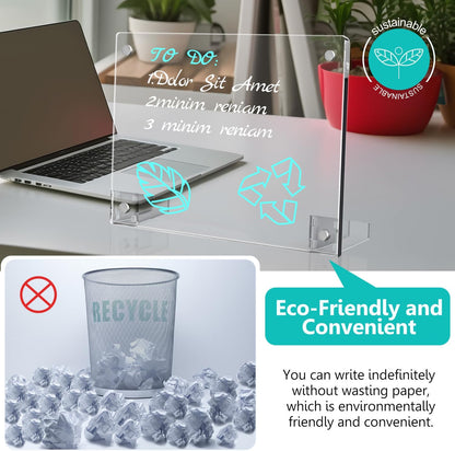 2PCS Clear Acrylic Calendar Dry Erase Board with Stand for Desk, 16x12 Large Desktop Monthly Whiteboard Magnetic Memo Board for Fridge, Office, School, Home