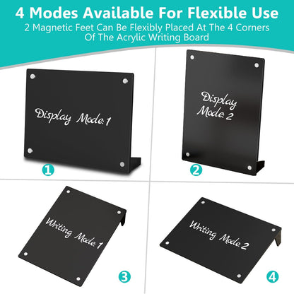 2PCS Clear Acrylic Calendar Dry Erase Board with Stand for Desk, 16x12 Large Desktop Monthly Whiteboard Magnetic Memo Board for Fridge, Office, School, Home