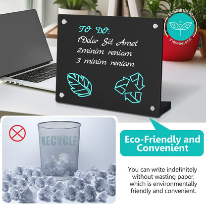 2PCS Clear Acrylic Calendar Dry Erase Board with Stand for Desk, 16x12 Large Desktop Monthly Whiteboard Magnetic Memo Board for Fridge, Office, School, Home