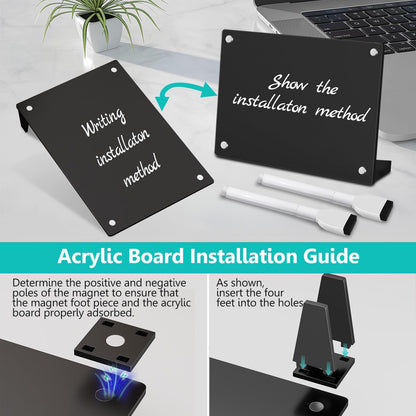 2PCS Clear Acrylic Calendar Dry Erase Board with Stand for Desk, 16x12 Large Desktop Monthly Whiteboard Magnetic Memo Board for Fridge, Office, School, Home