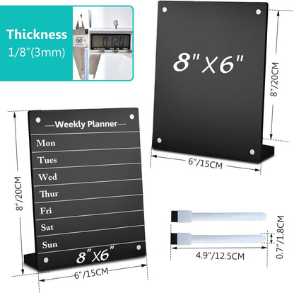 2PCS Clear Acrylic Calendar Dry Erase Board with Stand for Desk, 16x12 Large Desktop Monthly Whiteboard Magnetic Memo Board for Fridge, Office, School, Home
