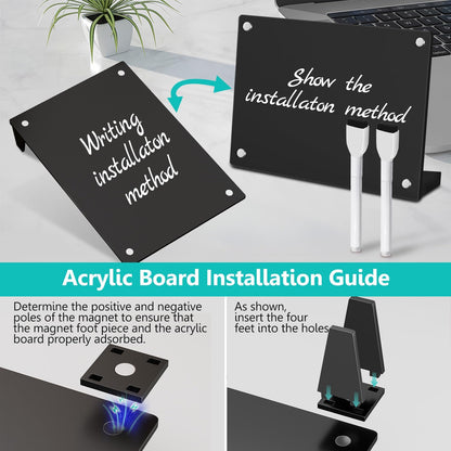 2PCS Clear Acrylic Calendar Dry Erase Board with Stand for Desk, 16x12 Large Desktop Monthly Whiteboard Magnetic Memo Board for Fridge, Office, School, Home