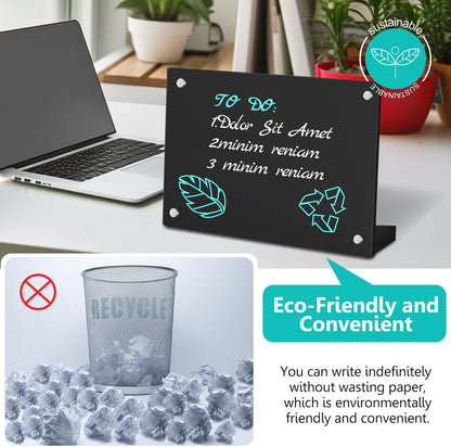 2PCS Clear Acrylic Calendar Dry Erase Board with Stand for Desk, 16x12 Large Desktop Monthly Whiteboard Magnetic Memo Board for Fridge, Office, School, Home