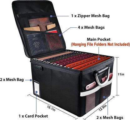 TOMKID Fireproof Document Box, Fireproof File Box with Lids, Important Document Organizer Box with Lock, Portable File Folder Organizer with Handle, 1 Folder (Random Color)