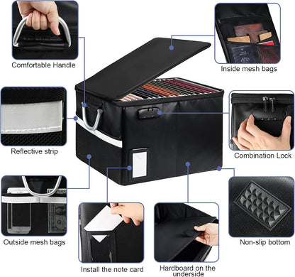 TOMKID Fireproof Document Box, Fireproof File Box with Lids, Important Document Organizer Box with Lock, Portable File Folder Organizer with Handle, 1 Folder (Random Color)