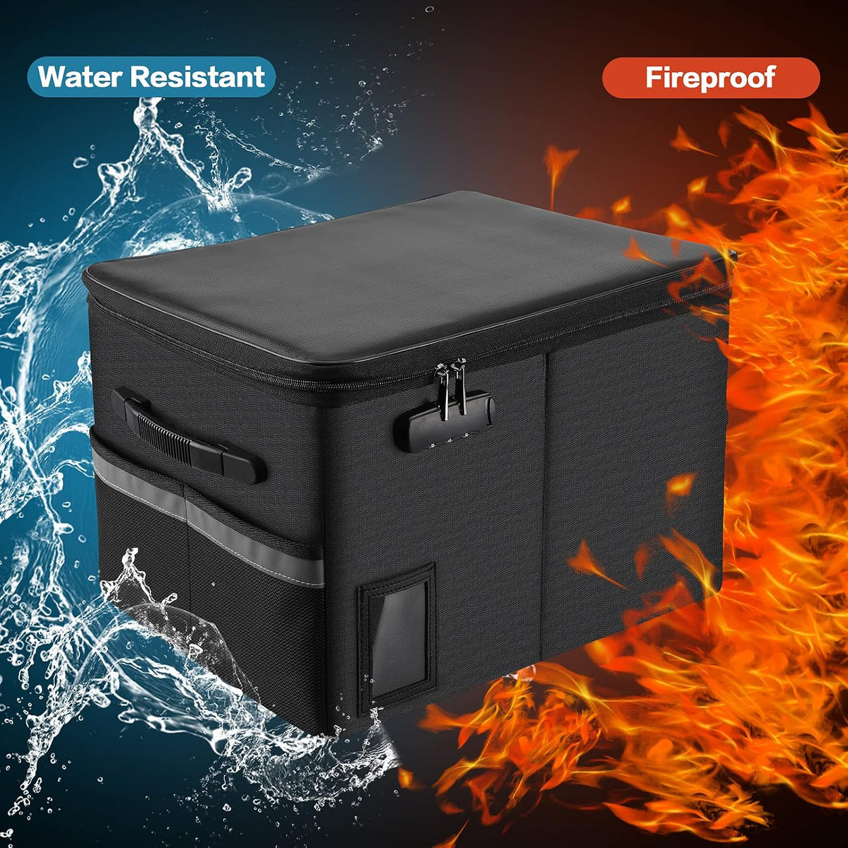 TOMKID Fireproof Document Box, Fireproof File Box with Lids, Important Document Organizer Box with Lock, Portable File Folder Organizer with Handle, 1 Folder (Random Color)