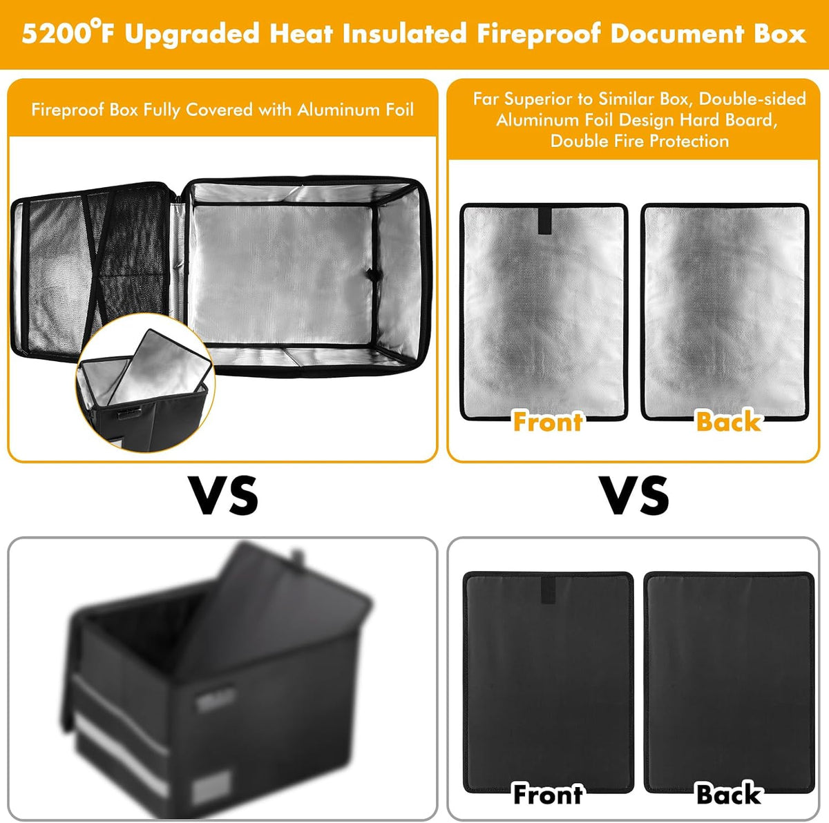 TOMKID Fireproof Document Box, Fireproof File Box with Lids, Important Document Organizer Box with Lock, Portable File Folder Organizer with Handle, 1 Folder (Random Color)