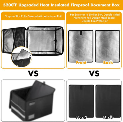 TOMKID Fireproof Document Box, Fireproof File Box with Lids, Important Document Organizer Box with Lock, Portable File Folder Organizer with Handle, 1 Folder (Random Color)