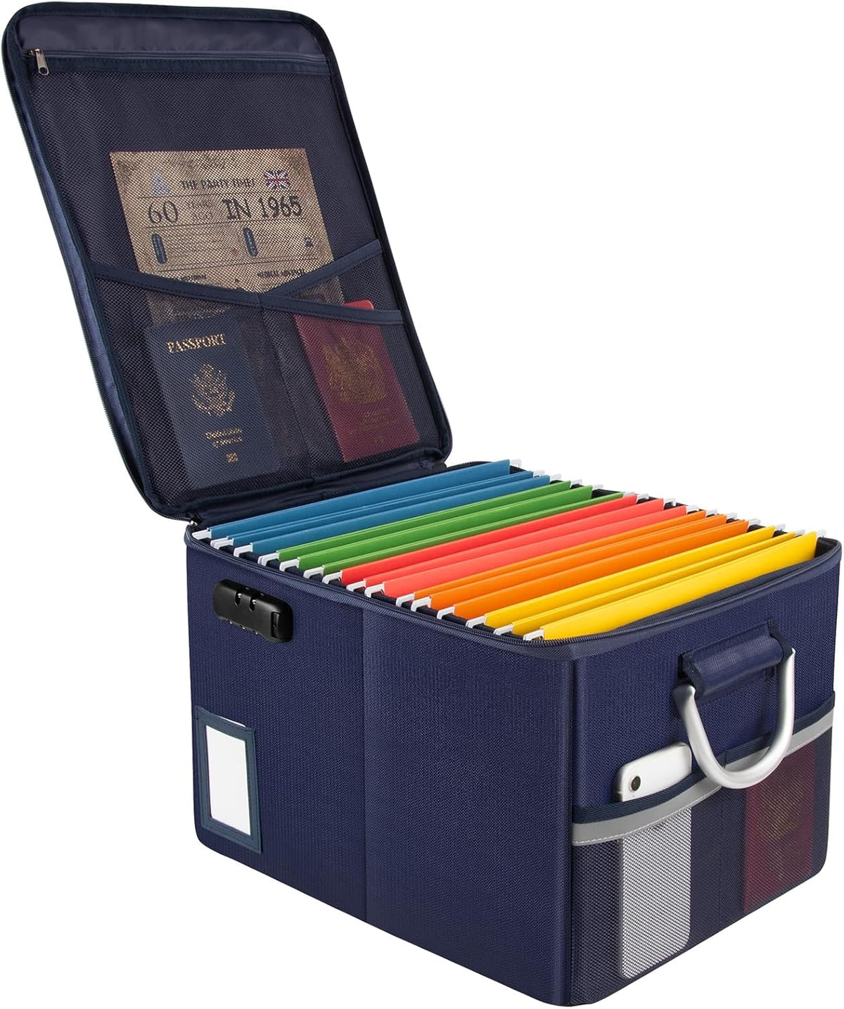 TOMKID Fireproof Document Box, Fireproof File Box with Lids, Important Document Organizer Box with Lock, Portable File Folder Organizer with Handle, 1 Folder (Random Color)