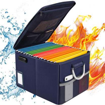 TOMKID Fireproof Document Box, Fireproof File Box with Lids, Important Document Organizer Box with Lock, Portable File Folder Organizer with Handle, 1 Folder (Random Color)