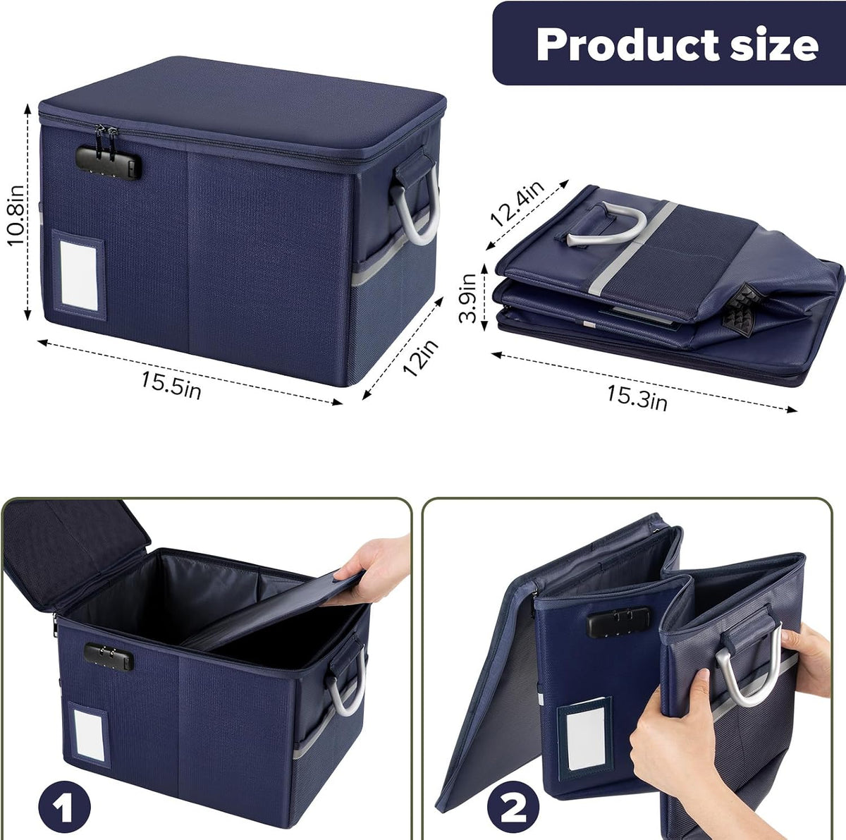 TOMKID Fireproof Document Box, Fireproof File Box with Lids, Important Document Organizer Box with Lock, Portable File Folder Organizer with Handle, 1 Folder (Random Color)