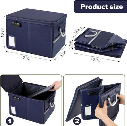 TOMKID Fireproof Document Box, Fireproof File Box with Lids, Important Document Organizer Box with Lock, Portable File Folder Organizer with Handle, 1 Folder (Random Color)