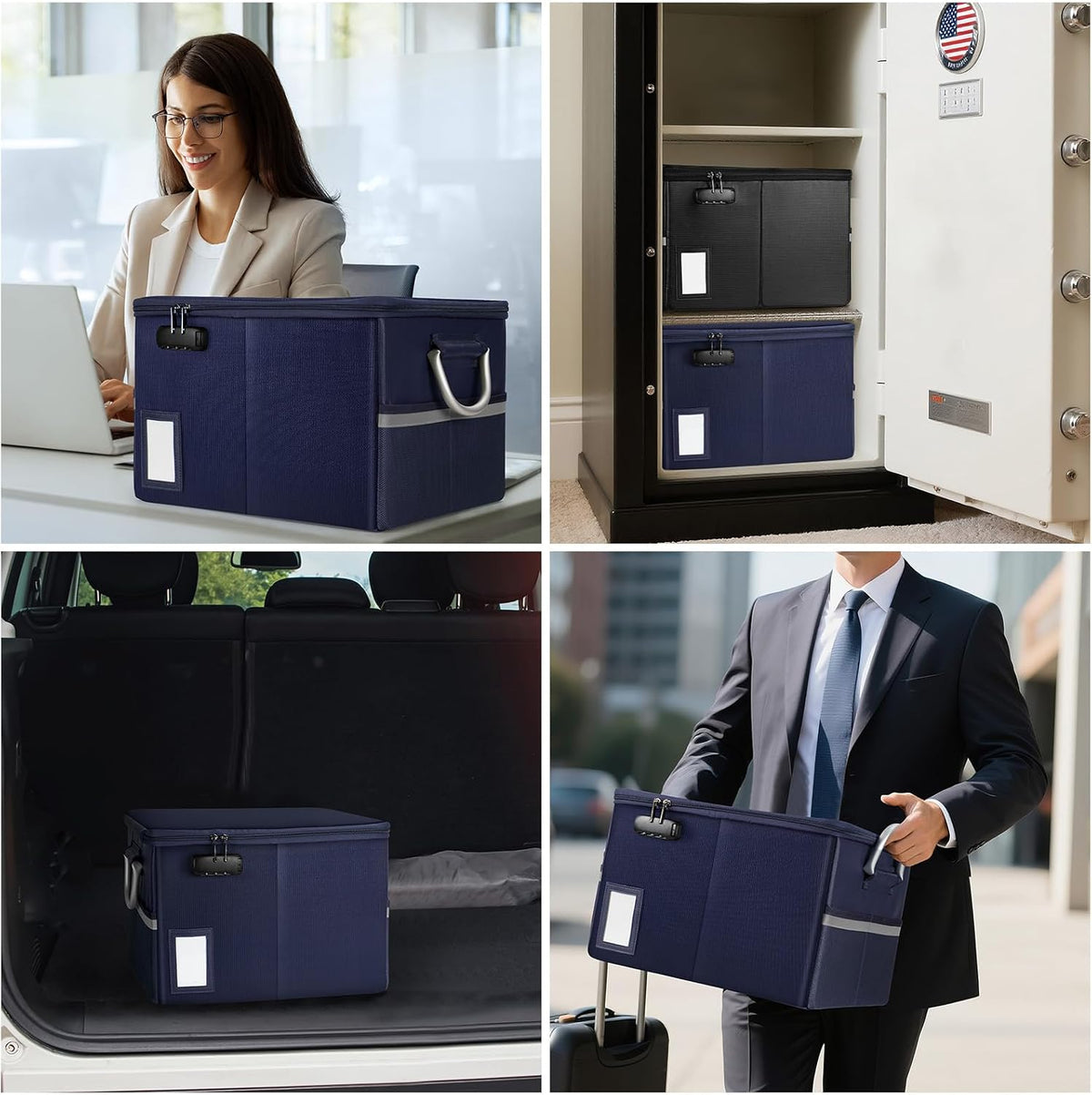 TOMKID Fireproof Document Box, Fireproof File Box with Lids, Important Document Organizer Box with Lock, Portable File Folder Organizer with Handle, 1 Folder (Random Color)