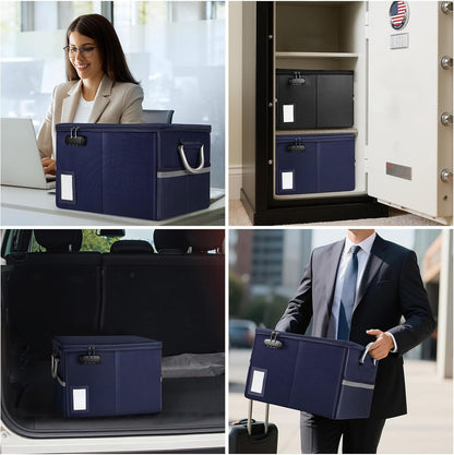 TOMKID Fireproof Document Box, Fireproof File Box with Lids, Important Document Organizer Box with Lock, Portable File Folder Organizer with Handle, 1 Folder (Random Color)