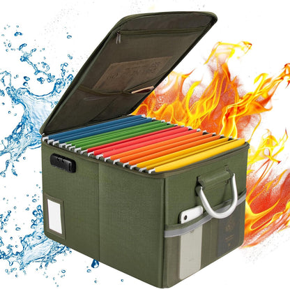 TOMKID Fireproof Document Box, Fireproof File Box with Lids, Important Document Organizer Box with Lock, Portable File Folder Organizer with Handle, 1 Folder (Random Color)