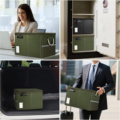 TOMKID Fireproof Document Box, Fireproof File Box with Lids, Important Document Organizer Box with Lock, Portable File Folder Organizer with Handle, 1 Folder (Random Color)