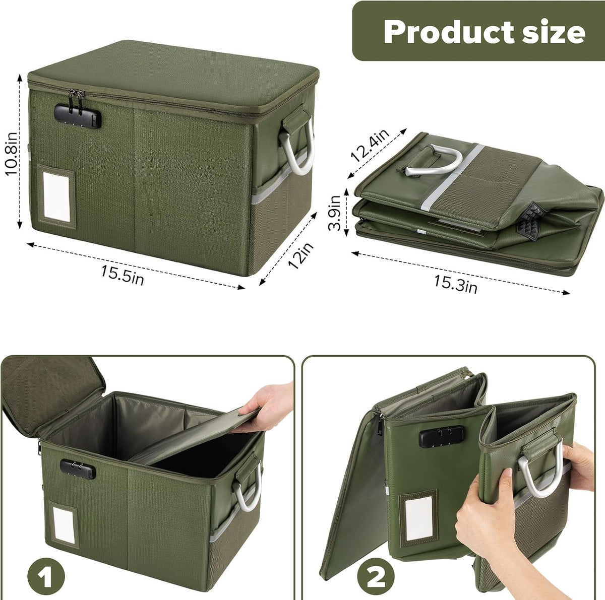 TOMKID Fireproof Document Box, Fireproof File Box with Lids, Important Document Organizer Box with Lock, Portable File Folder Organizer with Handle, 1 Folder (Random Color)