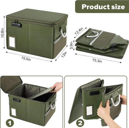TOMKID Fireproof Document Box, Fireproof File Box with Lids, Important Document Organizer Box with Lock, Portable File Folder Organizer with Handle, 1 Folder (Random Color)