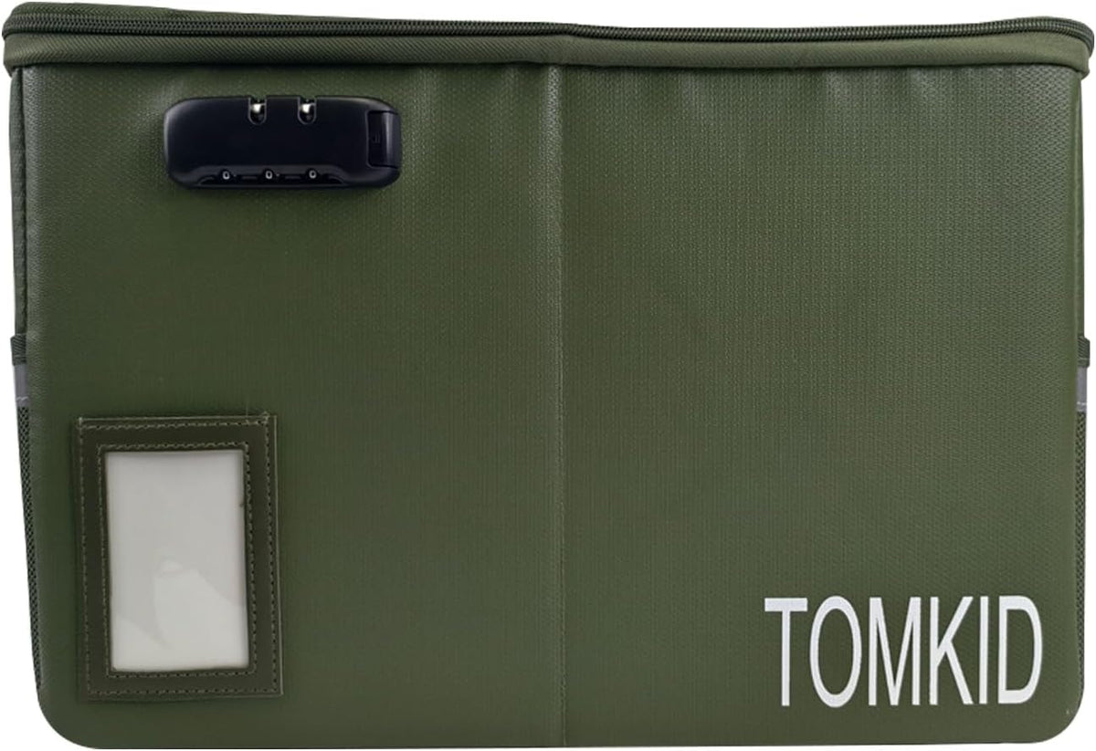 TOMKID Fireproof Document Box, Fireproof File Box with Lids, Important Document Organizer Box with Lock, Portable File Folder Organizer with Handle, 1 Folder (Random Color)