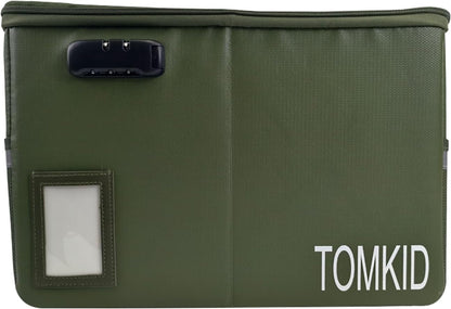 TOMKID Fireproof Document Box, Fireproof File Box with Lids, Important Document Organizer Box with Lock, Portable File Folder Organizer with Handle, 1 Folder (Random Color)