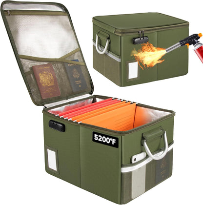 TOMKID Fireproof Document Box, Fireproof File Box with Lids, Important Document Organizer Box with Lock, Portable File Folder Organizer with Handle, 1 Folder (Random Color)