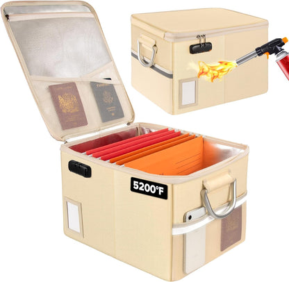 TOMKID Fireproof Document Box, Fireproof File Box with Lids, Important Document Organizer Box with Lock, Portable File Folder Organizer with Handle, 1 Folder (Random Color)