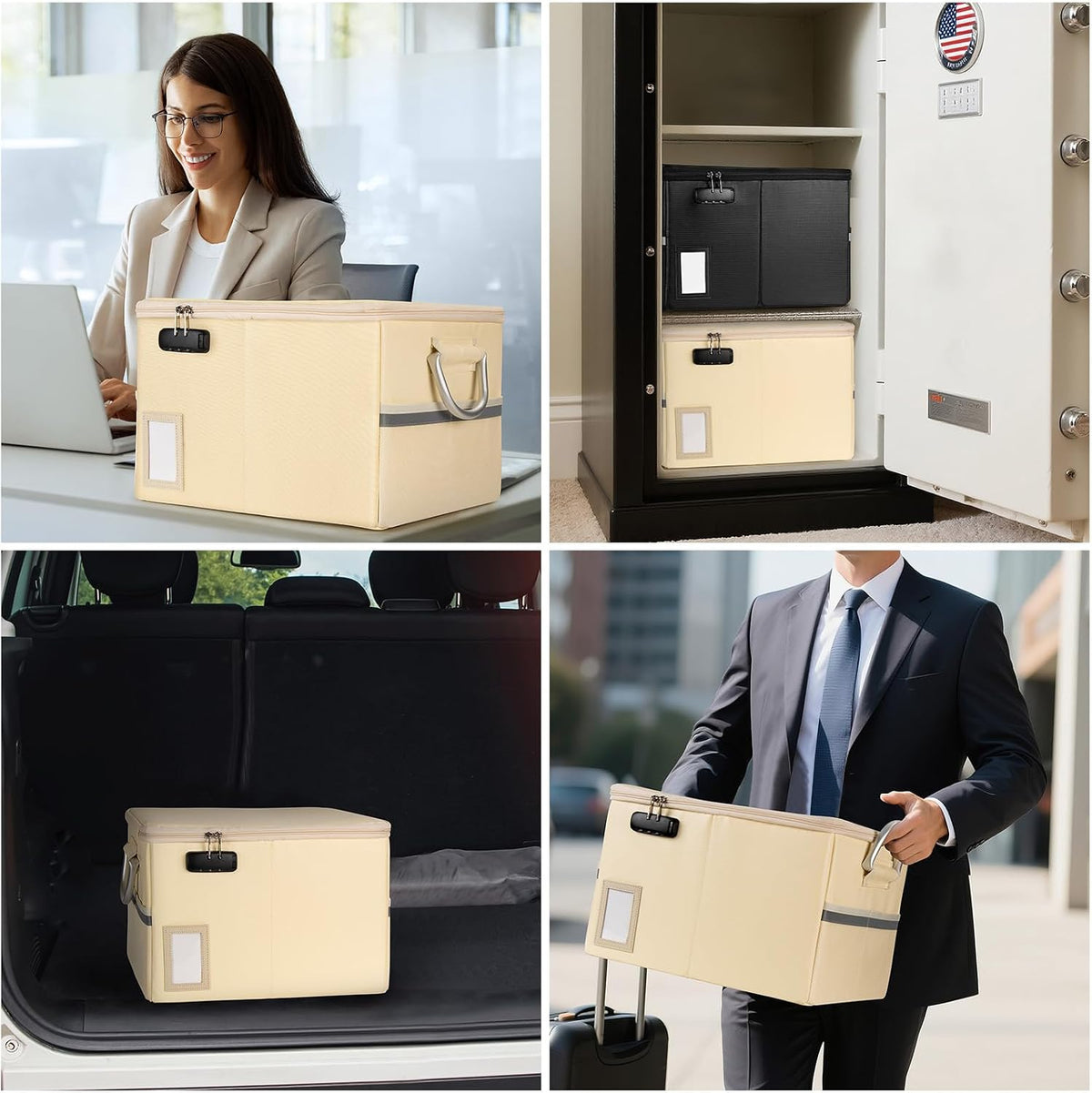 TOMKID Fireproof Document Box, Fireproof File Box with Lids, Important Document Organizer Box with Lock, Portable File Folder Organizer with Handle, 1 Folder (Random Color)