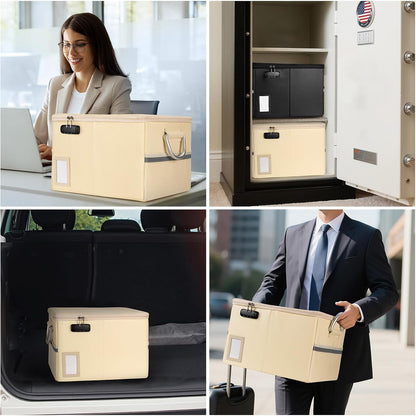 TOMKID Fireproof Document Box, Fireproof File Box with Lids, Important Document Organizer Box with Lock, Portable File Folder Organizer with Handle, 1 Folder (Random Color)