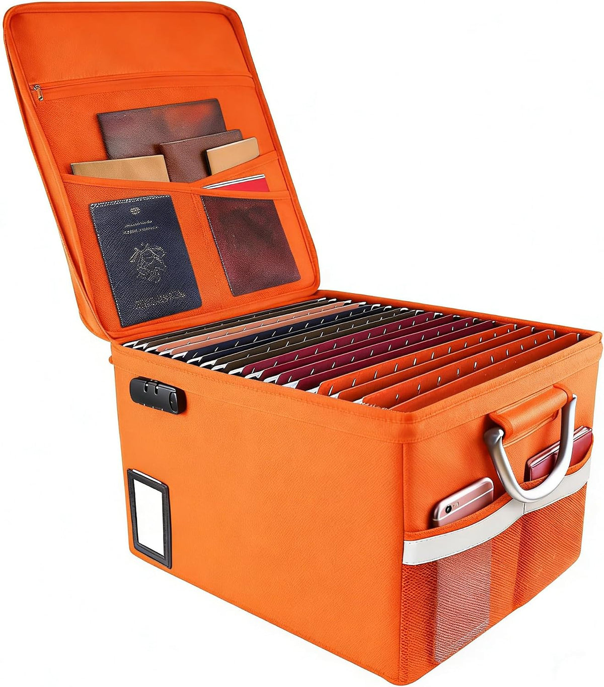 TOMKID Fireproof Document Box, Fireproof File Box with Lids, Important Document Organizer Box with Lock, Portable File Folder Organizer with Handle, 1 Folder (Random Color)